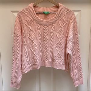 Cropped cable knit sweater Acrylic&Wool mix